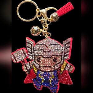 Thor Bag Charm Keychain with Red Accents